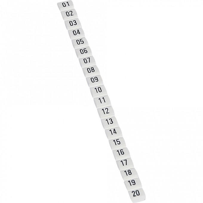 Маркер LEGRAND CAB 3 для клемм и кабелей 0,5-1,5мм² чёрные цифры на белом фоне цифры 01-20 038150