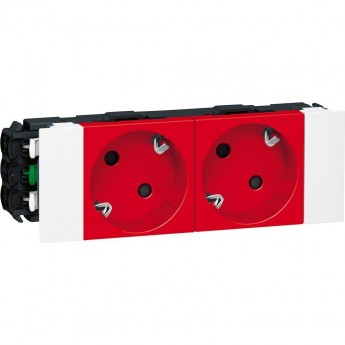 Розетка LEGRAND 2 x 2К+3 Mosaic для установки в кабель-канале автоматические клеммы с механической блокировкой красный
