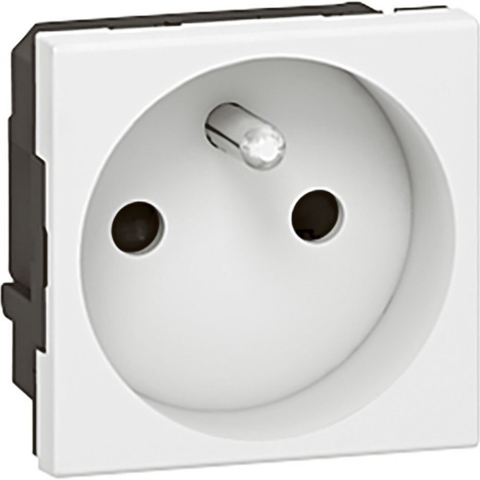 Розетка LEGRAND 2К+З правая Программа Mosaic с винтовым зажимом для повторного подкл. сечением 4 мм² 2 модуля белый 077113