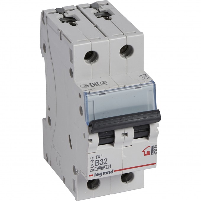 Автоматический выключатель LEGRAND TX³ 6000 6 кА тип B 2П 230/400 В 32А 2 модуля белый 403989