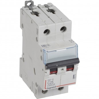 Автоматический выключатель LEGRAND DX³-E 6000 6 кА тип C 2П 230/400 В 25А 2 модуля белый Автоматический выключатель LEGRAND DX³-E 6000 6 кА тип C 2П 230/400 В 25А 2 модуля белый