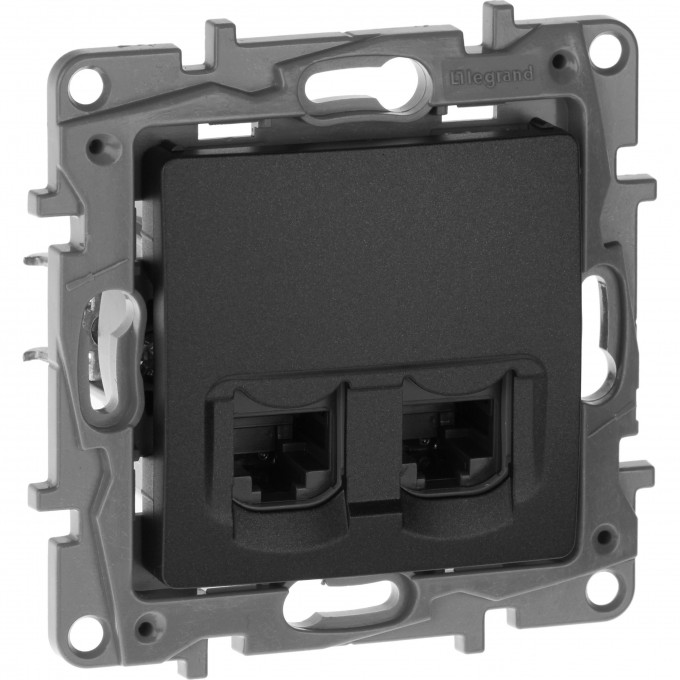 Двойная розетка LEGRAND Etika RJ 45 категория 5е UTP антрацит 672655