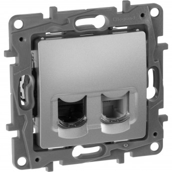 Двойная розетка LEGRAND Etika RJ11 + RJ45 категория 5 UTP алюминий