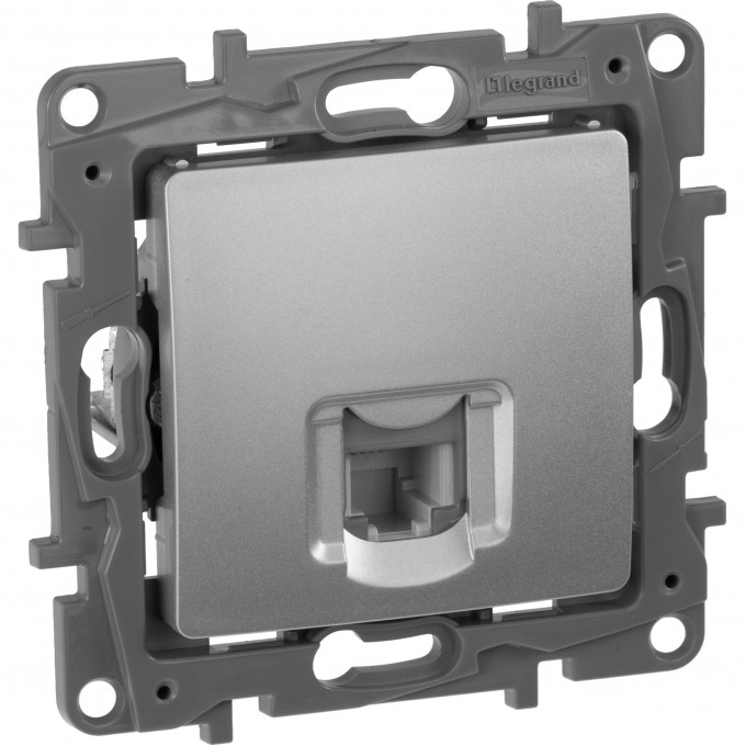 Телефонная розетка LEGRAND RJ11 Etika алюминий 672440