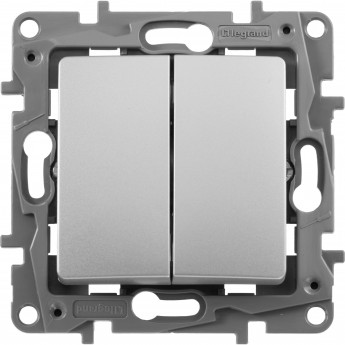 Выключатель LEGRAND Etika двухклавишный автоматические клеммы 10 AX 250 В алюминий