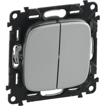 Переключатель LEGRAND Valena ALLURE двухклавишный 10А 250В с лицевой панелью безвинтовые зажимы алюминий