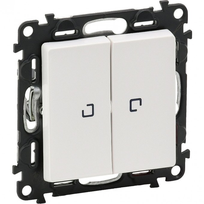 Выключатель LEGRAND Valena LIFE двухклавишный 10АХ 250В с подсветкой с лицевой панелью белый 752428