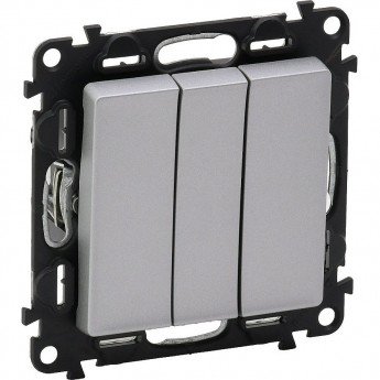 Выключатель LEGRAND Valena LIFE трехклавишный 10АХ 250В с лицевой панелью винтовые зажимы алюминий