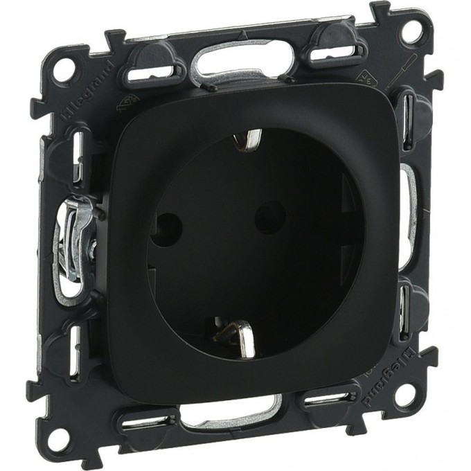 Силовая розетка LEGRAND Valena ALLURE 2К+З 16А 250В с лицевой панелью безвинтовые зажимы антрацит 753931