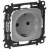 Силовая розетка LEGRAND Valena ALLURE 2К+З 16А 250В с защитными шторками безвинтовые зажимы с лицевой панелью алюминий 753920
