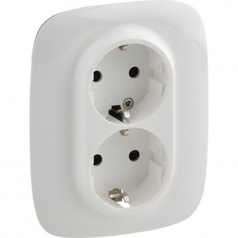 Силовая розетка LEGRAND Valena ALLURE двойная 2х2К+З 16А 250В с лицевой панелью с защитными шторками безвинтовые зажимы белый