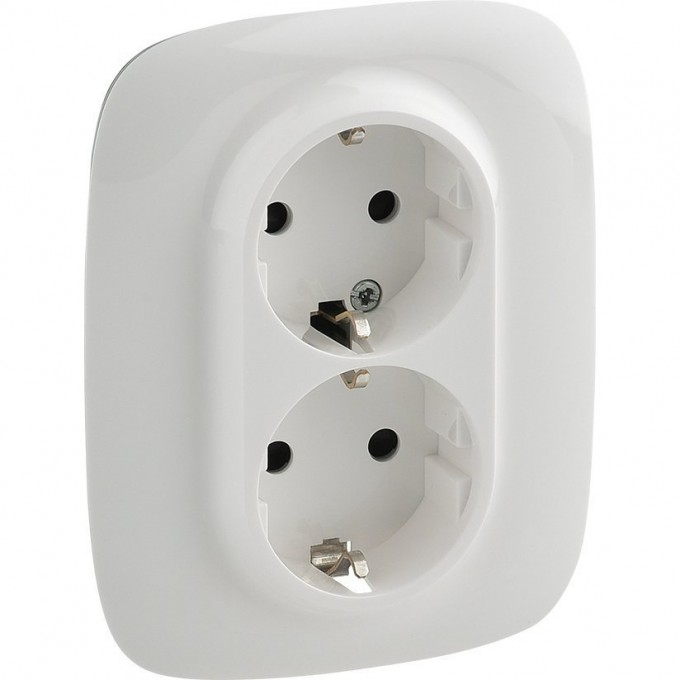 Силовая розетка LEGRAND Valena ALLURE двойная 2х2К+З 16А 250В с лицевой панелью с защитными шторками безвинтовые зажимы белый 753726