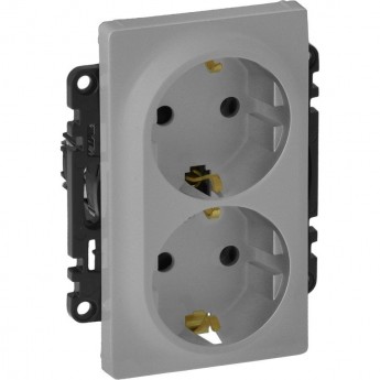 Силовая розетка LEGRAND Valena LIFE двойная 2х2К+З 16А 250В с лицевой панелью безвинтовые зажимы алюминий Силовая розетка LEGRAND Valena LIFE двойная 2х2К+З 16А 250В с лицевой панелью безвинтовые зажимы алюминий
