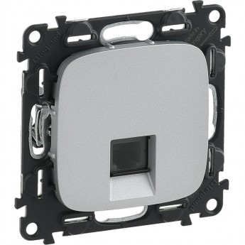 Телефонная розетка LEGRAND Valena ALLURE RJ11 одиночная с лицевой панелью алюминий