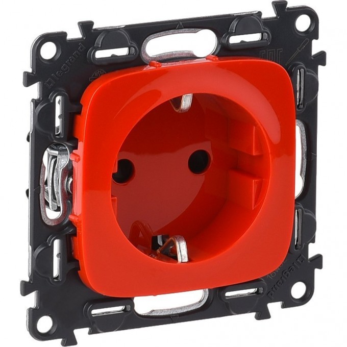 Силовая розетка LEGRAND Valena ALLURE 2К+З 16А 250В с защитными шторками безвинтовые зажимы с лицевой панелью красный 754980