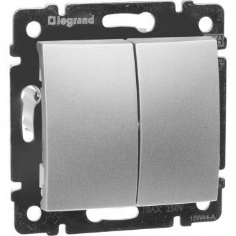 Переключатель LEGRAND Valena на два направления двухклавишный 10 A 250 В алюминий Переключатель LEGRAND Valena на два направления двухклавишный 10 A 250 В алюминий