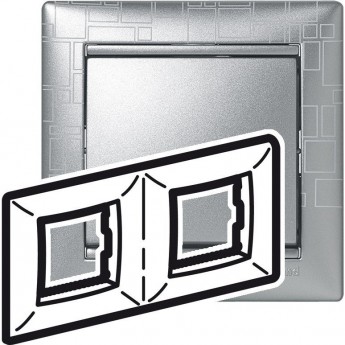 Рамка LEGRAND Valena 2 поста алюминий модерн Рамка LEGRAND Valena 2 поста алюминий модерн