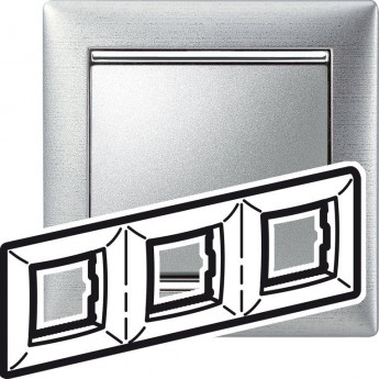 Рамка LEGRAND Valena 3 поста алюминий матовый Рамка LEGRAND Valena 3 поста алюминий матовый