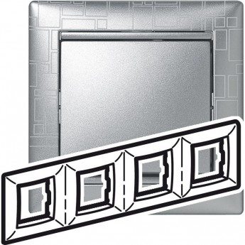 Рамка LEGRAND Valena 4 поста алюминий модерн Рамка LEGRAND Valena 4 поста алюминий модерн