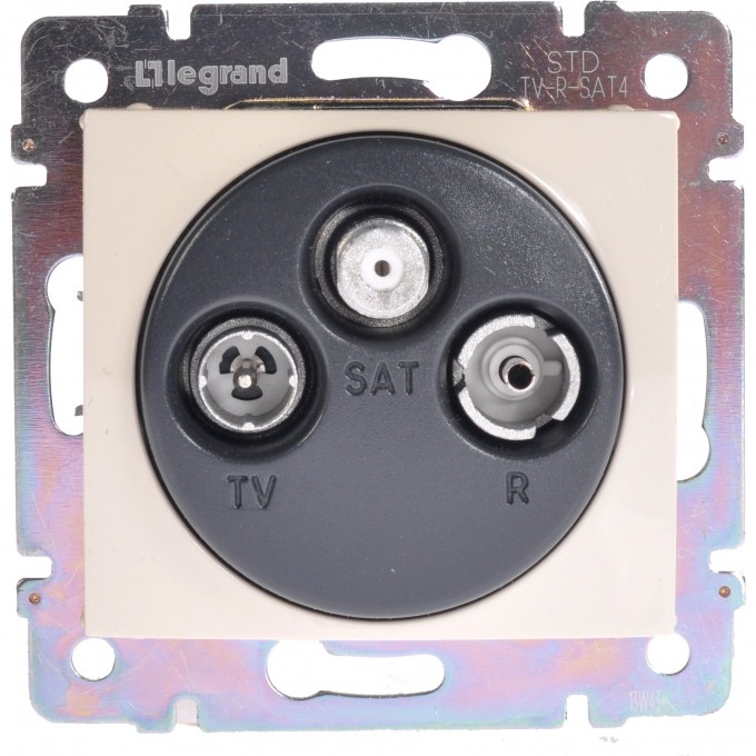 Розетка LEGRAND TV-FM-SAT двухкабельная Valena звезда 1.5 дБ 2400 МГц слоновая кость 774110