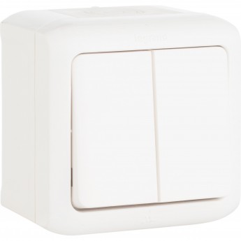 Двухклавишный переключатель LEGRAND на 2 направления 10 A 250 В Quteo IP 44 белый Двухклавишный переключатель LEGRAND на 2 направления 10 A 250 В Quteo IP 44 белый
