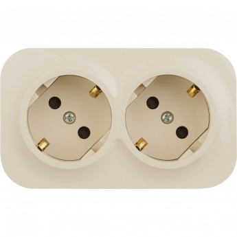 Розеточный блок LEGRAND 2 x 2К+З с защитными шторками 16 A 250 В Quteo IP 20 слоновая кость