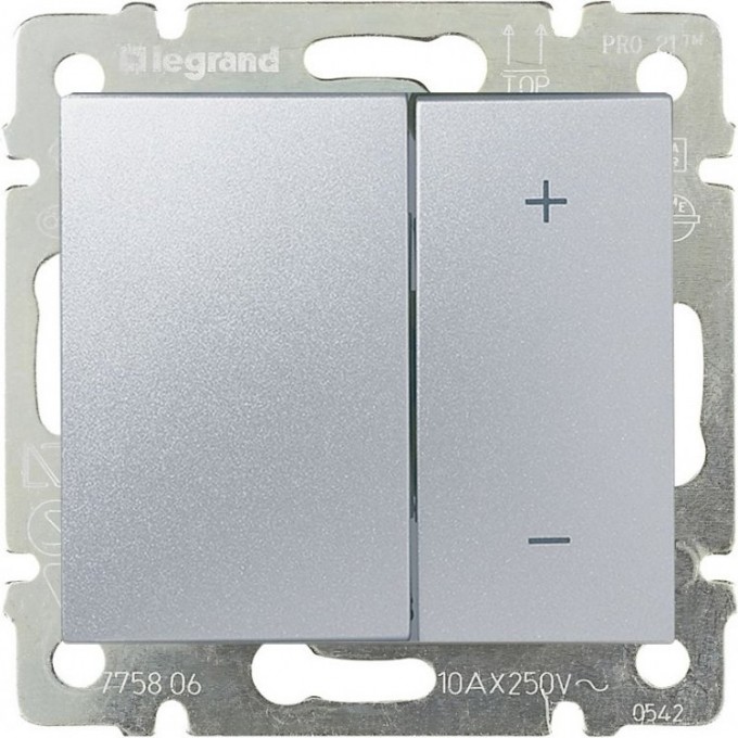 Кнопочный светорегулятор LEGRAND Valena 40-400 Вт/40-400 ВА алюминий 770262