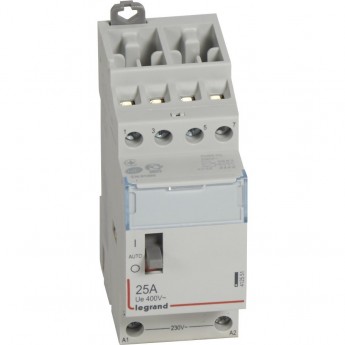Контактор LEGRAND CX³, 4П, 400 В~, с катушкой 230 В~, 25 A, 4 Н.О., 2 модуля, с рукояткой управления Контактор LEGRAND CX³, 4П, 400 В~, с катушкой 230 В~, 25 A, 4 Н.О., 2 модуля, с рукояткой управления