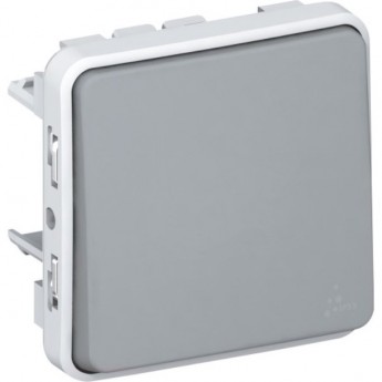 Переключатель LEGRAND Plexo проходной одноклавишный 10A, IP55, серый