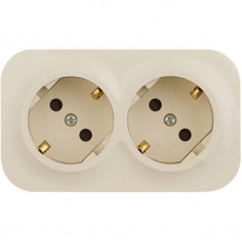 Розетка LEGRAND 2-м ОП Quteo 16А IP20 250В 2х2P+E с заземлением, защитные шторки, слоновая кость Розетка LEGRAND 2-м ОП Quteo 16А IP20 250В 2х2P+E с заземлением, защитные шторки, слоновая кость