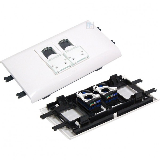 Розетка LEGRAND Mosaic DLP с суппортом для крышки 65мм 2xRJ45 Кат.5e FTP 78673