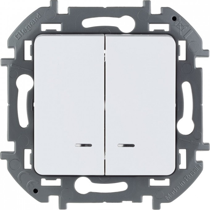 Выключатель двухклавишный LEGRAND INSPIRIA с подсветкой/индикацией 10 AX 250 В белый 673630