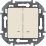 Выключатель двухклавишный LEGRAND INSPIRIA с подсветкой/индикацией 10 AX 250 В слоновая кость 673631