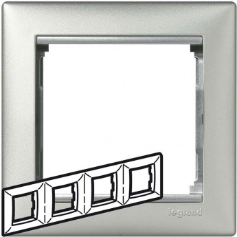 Рамка LEGRAND Valena 4 поста горизонтальный монтаж алюминий Рамка LEGRAND Valena 4 поста горизонтальный монтаж алюминий